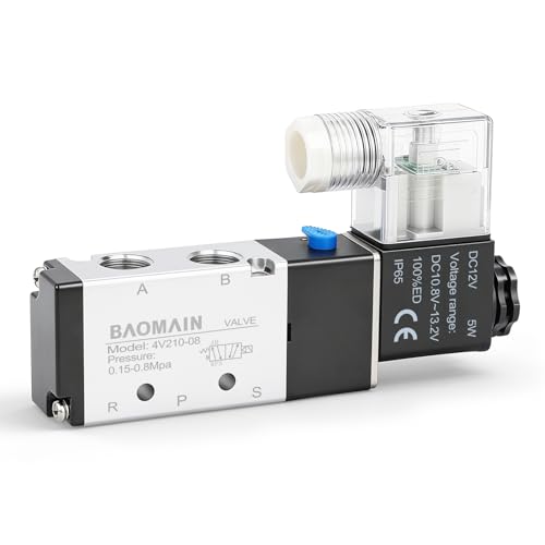 BAOMAIN 4V210-08 12V DC 5 Way 2 Position Pneumatic Solenoid Valve - style: Single Valve
