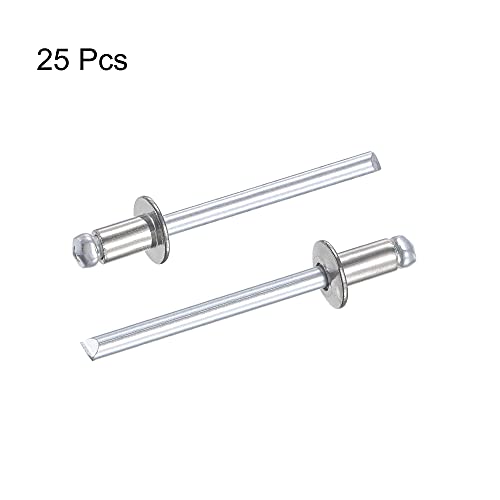 uxcell Blind Rivets, 304 Stainless Steel Pull Rivets Core Decoration Rivets 4mm Diameter 6mm Grip Length Silver Tone, 25pcs - size: 4mm x 6mm