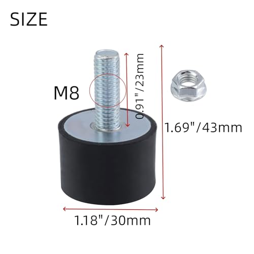 8 Pcs M8 Rubber Isolator Mounts Anti Vibration Silentblock Shock Absorber for Air Compressor Boat Water Pump - size: M8-1.18"x1.69"