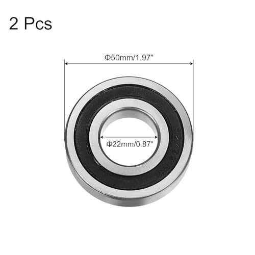 uxcell 62/22-2RS Deep Groove Ball Bearing, 2pcs 22mm x 50mm x 14mm Hign Carbon Chrome Steel Z1 Double Rubber Sealed Bearing - size: 22mm x 50mm x 14mm