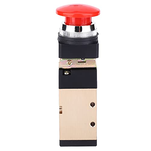 MV-10A Pneumatic Mechanical Valve 2 Position 5 Way Spring Return Push Button 1/4In PT Reversing Valve Spring Compressor Momentary Air Push Button Pneumatic Control Mechanical