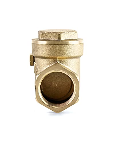 QWORK Check Valve, 2 Pack DN15 1/2" Female Thread Brass No-Return Swing Check Valve, 232 Psi One-Way Check Valve Prevent Fuel/Water Backflow