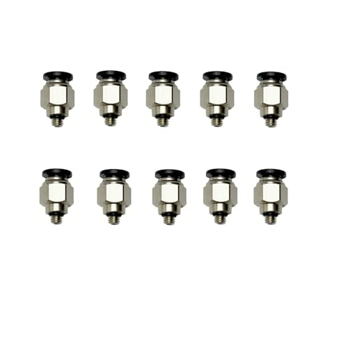 PNEUMATIC Push to Connect Fitting 6MM Tube OD x M5 Thread Male Straight Connector Air Fittings Black PC6-M5(Pack of 10) - color: Black, size: 0.236" OD x 0.197" M5