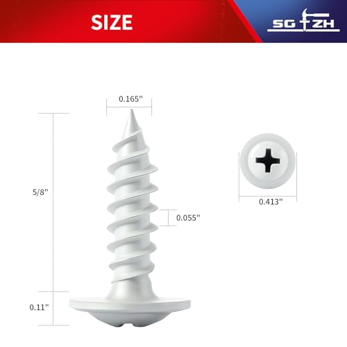 #8 x 5/8" Wood Screw 222Pcs White Alloy Steel Standard Thread Phillips Truss Head Fast Self Tapping - color: White, size: #8 x 5/8"