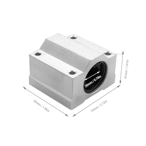 4Pcs SCS20UU Linear Motion Ball Bearing Slide Block ID 20mm Aluminum Bushing Linear Rail Support Guide Shaft Bearing for Printer Parts 4 Pack - size: SCS20UU-4Pcs