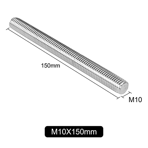 M10 x 150 mm 1.5mm Pitch 304 Stainless Steel Fully Threaded Rods Fasteners Pack of 5
