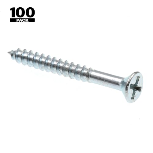 Prime-Line 9035223 Wood Screw, Flat Head Phillips, #8 X 1-1/2 in, Zinc Plated Steel, Pack of 100
