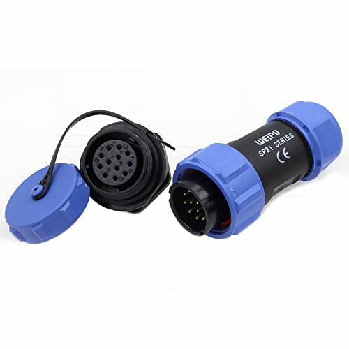 Weipu SP21 12 Pin Panel Mount Aviation Plug Socket Waterproof IP68 Connector Cable Industrial Circular Solar Electrical Connector - color: SP2110/P+SP2112/S, size: 12Pin