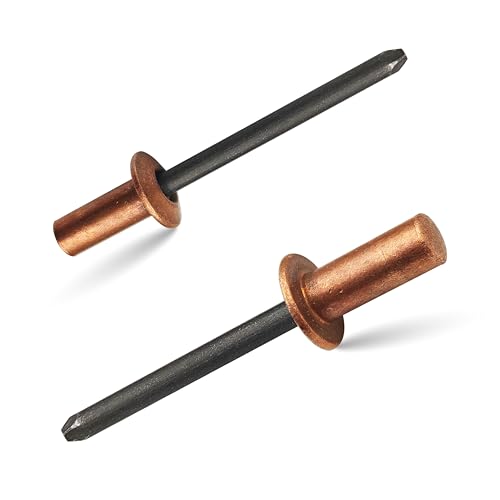 30Pcs Closed End Blind Rivets, 3/16" x3/8" - Copper Dome Head with Steel Mandrel, Sealed Pop Rivets (4.8x10mm) - color: Copper Steel, size: 3/16"x3/8"(4.8x10mm)