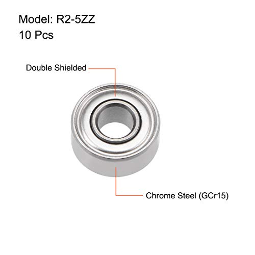 uxcell R2-5ZZ Deep Groove Ball Bearing 1/8" x 5/16" x 9/64" 10pcs - size: 1/8"x5/16"x9/64"