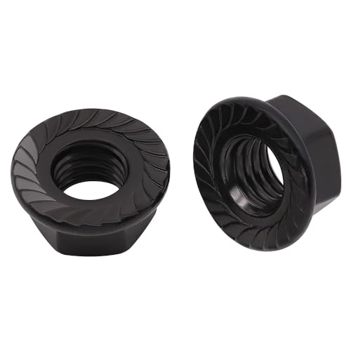 5/16-18 (12 Pack) Serrated Flange Hex Nuts, 304 Stainless Steel 18/8 Flange Nuts, UNC Coarse Thread Black Coated