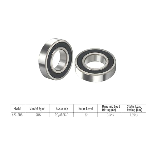 627-2RS 4 PCS Deep Groove Ball Bearing 7×22×7mm Double Black Rubber Sealed Ball Bearing Chrome Steel P0 Z2 Bearing for Industrial Machine,Power Tools and Mechanical Equipment - size: 627-2RS Size 7×22×7mm