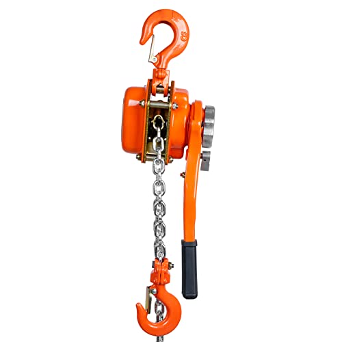 VEVOR Manual Lever Chain Hoist, 3/4 Ton 1650 lbs Capacity 10 FT Come Along, G80 Galvanized Carbon Steel with Weston Double-Pawl Brake, Auto Chain Leading & 360° Rotation Hook, for Garage Factory Dock - size: 3/4 Ton 10FT