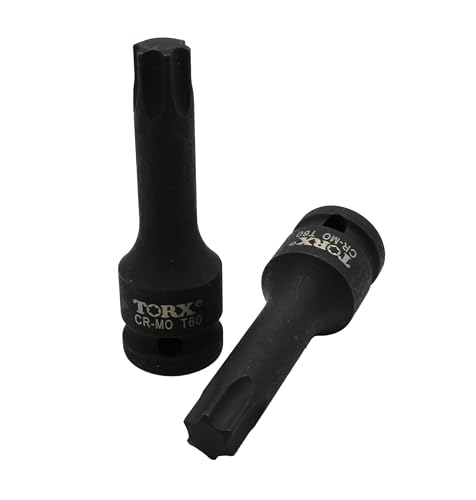 TEMO T60 3" Torx Star 6 Point Black Impact Bit Socket 1/2" Square Drive - size: T60