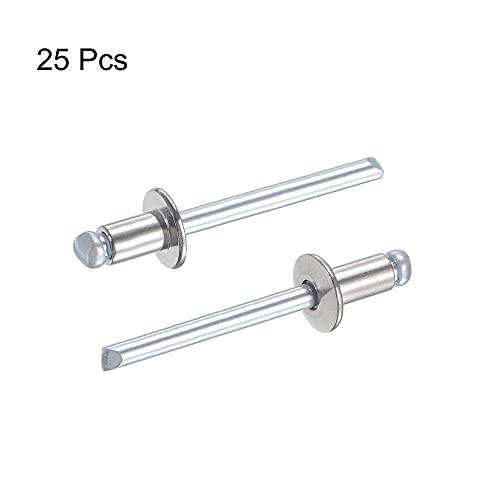uxcell Blind Rivets, 304 Stainless Steel Pull Rivets Core Decoration Rivets 5mm Diameter 8mm Grip Length Silver Tone, 25pcs - size: 5mm x 8mm