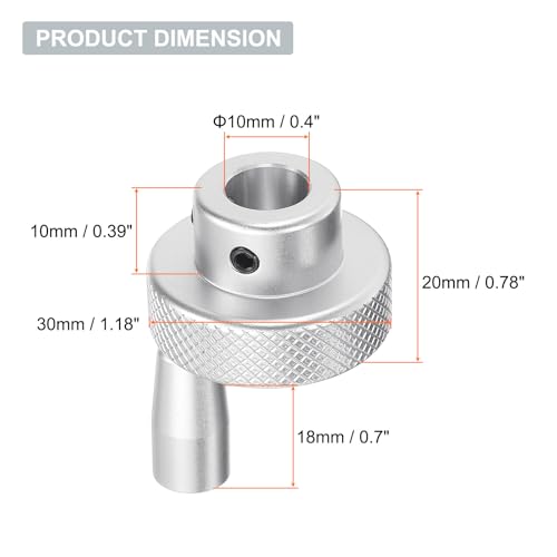 Aluminum Alloy Handwheel 30mm OD 10mm Bore Lathe Hand Wheel with Rotate Handle Aluminum Milling Machine Handle with Wrench and 2pcs Screws for Milling Machine Lathe, Silver Tone