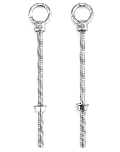QWORK 316 Stainless Steel Machinery Eye Bolt with Shoulder, 5 Pack 5/16"x6" Long Stainless Steel Marine Grade Shoulder Eye Bolt, Threaded Eyebolts - color: 5 Pack - 316, size: 5/16" x 6"