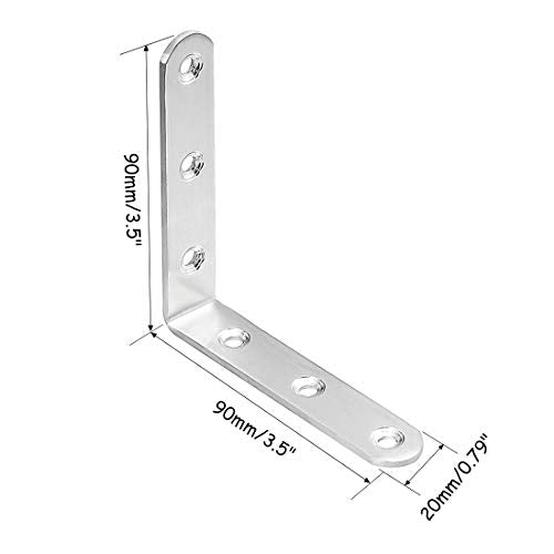 L Bracket Corner Brace Joint Angle Brackets 90mm/3.5" x 90mm/3.5" -4pcs - color: Silver, size: 3.54" x 3.54"
