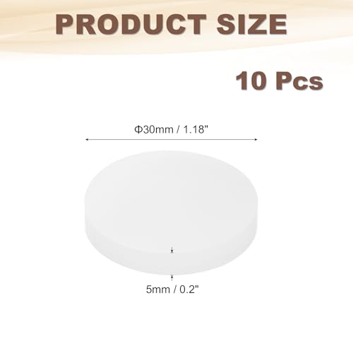PATIKIL Solid Round Silicone Rubber Sheet, 10 Pcs 30mm OD x 5mm Thick Round Silicone Sealing Gasket Pads Bumper Pads for Home Craft Industrial Anti Vibration Slip Gasket, Translucent - size: 30mm x 5mm