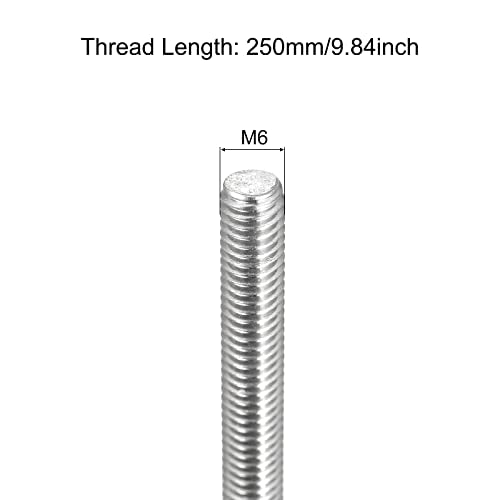 MECCANIXITY Fully Threaded Rod M6x250mm 1mm Thread Pitch Right Hand Rods - size: M6 x 250mm