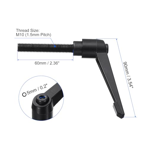 uxcell 4pcs Clamping Lever Handles, M10 x 60mm Black Oxide Carbon Steel Threaded Male Stud, Adjustable Handles Locking Quick Release Ratchet Push Button Bolt Knobs, Black - size: M10 x 60mm