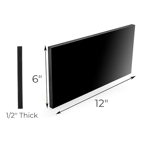 Hiceeden 3 Pcs 1/2" Thick HDPE Sheet, 6" x 12" Solid Plastic Blocks High Density Polyethylene Board, Hard Plastic Sheet for DIY Projects, Cutting Boards, Black