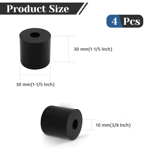 4 PCS Multi Purpose Rubber Spacer, 1-1/5" OD x 3/8" ID x 1-1/5" Thickness - size: 1-1/5" OD x 3/8" ID x 1-1/5" Thickness