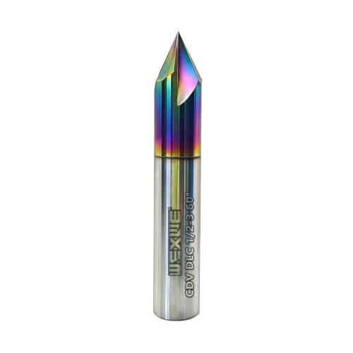 Tools Chamfer End Mill for Wood, Alloy Steel, Hardened Steel, Carving, Drilling and Chamfering, V Groove, 60 Degree, Mill Bits Sets for DIY, 3 Flute, 1/2" Shank (1 Piece, 1/2 60°) - size: 1/2-3" 3F 60° 1pcs for Wood & Alu