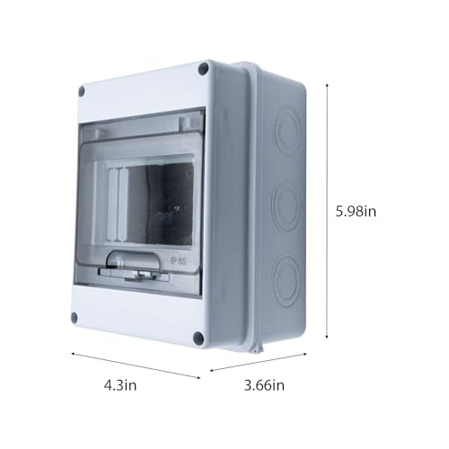5 Way Circuit Breaker Box, MCB Distribution Protection Box with Transparent Cover, IP65 Waterproof ABS Plastic Material with DIN Rail for Indoor Outdoor Wall Mount Electrical Application - size: HT-5