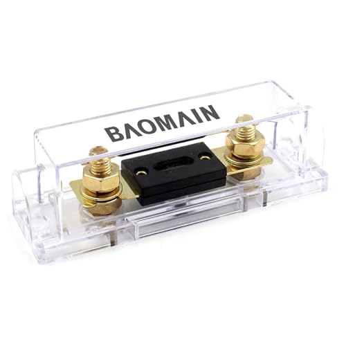BAOMAIN 1-Pack 200A ANL Fuse Holder Kit Gold-Plated for Car Audio 12V - style: 200 Amp.