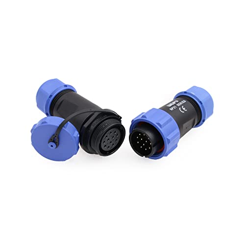SZRMCC SP21 Waterproof Connector IP68 Circular Aviation Plug Socket in Line High Voltage Industrial Power Cable Connector for LED Lighting/Marine/Automotive Outdoor Devices (12Pin 5A) - size: 12Pin 5A