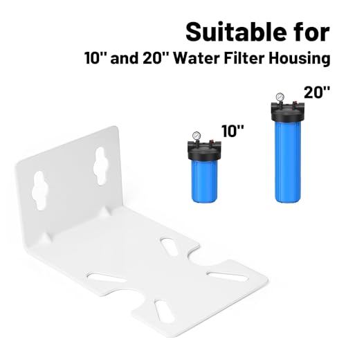 Mounting Bracket for 10" and 20" Water Filter, Metal Housing Fixed Bracket for 10" and 20" Water Filter, White