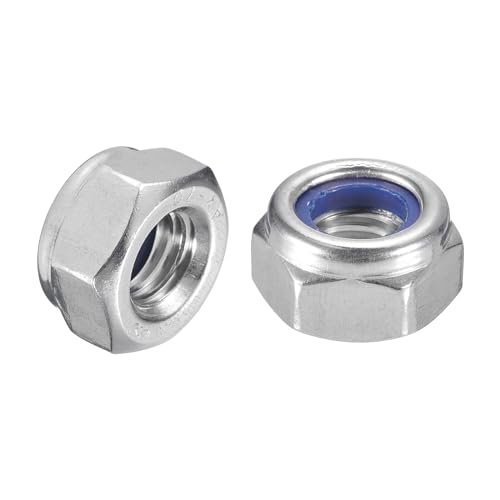 uxcell 5Pcs M10 x 1.25 Nylon Insert Hex Lock Nut 304 Stainless Silver Blue - size: M10x1.25
