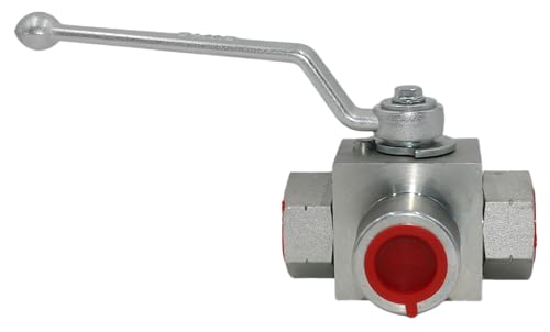 Hydraulic Ball Valve KHB3K 3/4'' NPT, Shut-Off 3 Way, L-Born 3/4 Inch Hydraulic Valve 4650 PSI - size: KHB3K 3/4NPT(3 Way)