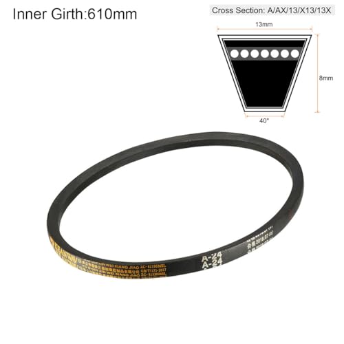 uxcell A24 Drive V-Belts 24" Inner Length 13mm Width 8mm Thick JIS Standard A-Section Rubber Drive Industrial Transmission Belt - size: 24"