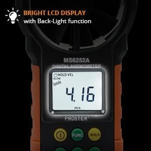 Proster Digital Anemometer Handheld Wind Speed Meter CFM 5Units Backlight