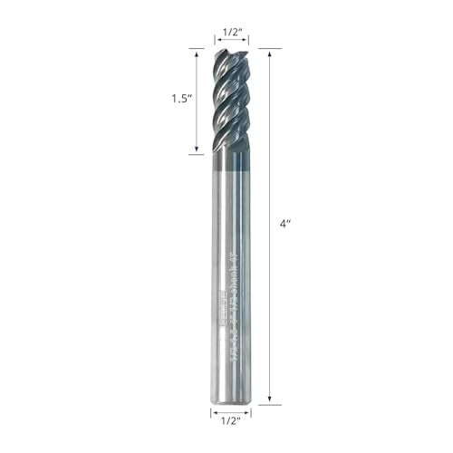 Tools Extra Long Carbide End Mill, PVD AlTiN Coating for Stainless Steel Materials Cutting, 1/2 Shank (1/2-4" 2PCS) - size: EXL 1/2"DIA - 2"FL - 4"OL 1/2Shank 2PC