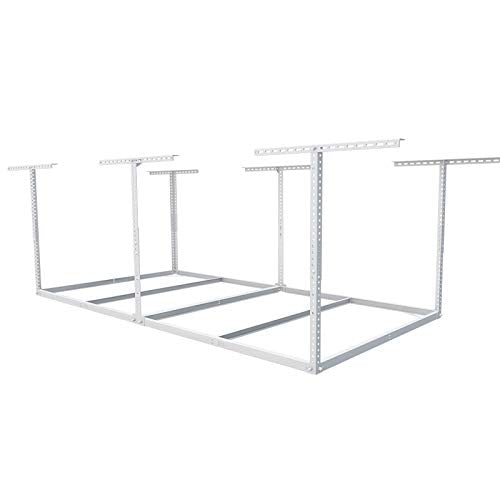 FLEXIMOUNTS 4x8 Overhead Garage Storage Rack, Without Decking, White - color: White