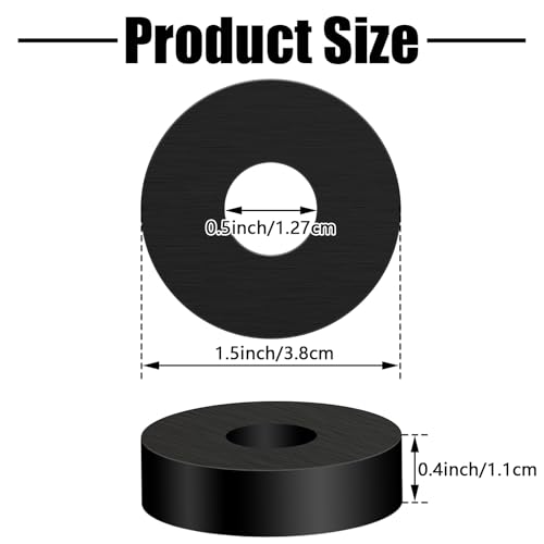 8P Rubber Isolation Pads Thick Anti-Vibration Rubber Washers1.5 in OD 0.5 in ID 0.4 Thick High-Density RubberMechanical Vibration Damping Pads Isolator Washers for Speakers, Refrigerators, Table Feet