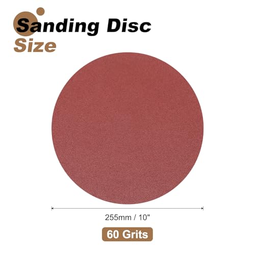 uxcell 12pcs 10-Inch PSA Sanding Discs, 60 Grits Aluminum Oxide Self Adhesive Stick Back Sandpapers, No-Hole Round Wet/Dry Sander Papers, Sand Auto Car Paint, Wood, Metal - size: 60 Grits