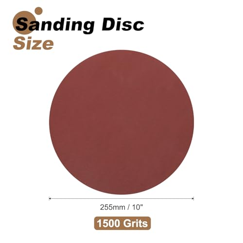 uxcell 12pcs 10-Inch PSA Sanding Discs, 1500 Grits Aluminum Oxide Self Adhesive Stick Back Sandpapers, No-Hole Round Wet/Dry Sander Papers, Sand Auto Car Paint, Wood, Metal - size: 1500 Grits