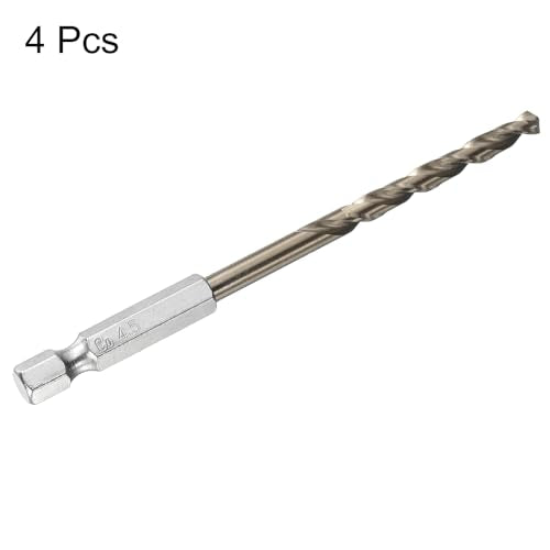 HARFINGTON 4pcs M35 High Speed Steel Cobalt Twist Drill Bit 4.5mm/0.04" Dia with Quick Change 1/4" Hex Shank Jobber Drill Bit for Metal, Steel, Copper, Aluminum, Zinc Alloy - size: 4.5mm