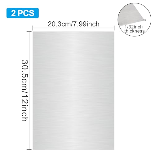 316L Stainless Steel Sheet 8x12x0.031 (23 Ga) 2 Pack, Brushed Metal Plates for Home DIY, Jewelry Making, Model Building - Rust Resistant, Cut-to-Size Ready - size: 8"x12"x1/32"(2Pack)
