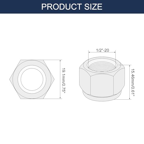 uxcell 50Pcs 1/2"-20 Nylon Insert Hex Lock Nuts, Carbon Steel Hex Stop Nut Self-Locking Nylon Insert Stop Nut for Industrial Construction Fasteners, White&White - size: 1/2"-20