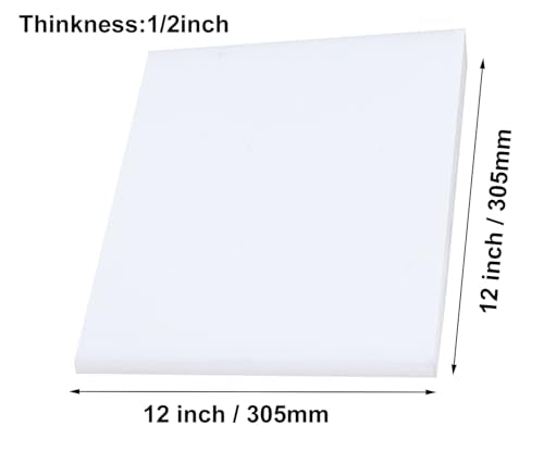 High-Density Polyethylene (HDPE) Plastic Sheet (1, White, 12" X 12"X 1/2") - color: White, size: 12" X 12"X 1/2"