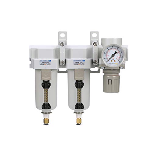 PneumaticPlus SAU430-N06DG-MEP 3-Stage Air Filter Dryer Regulator, 3/4" NPT - style: Metal Bowl - Auto Drain