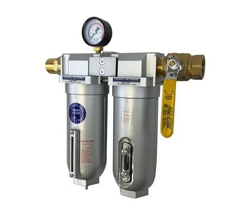 1/2" NPT Industrial (2-Stage) Coalescing Filter Removes Oil, Moisture Vapor Aerosols and in Line Desiccant Bead Air Dryer for Compressed Air Lines - size: 1/2" NPT, style: 2-STAGE FD