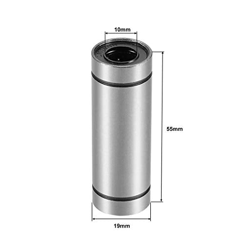 uxcell LM10UU Extra Long Linear Ball Bearings, 10mm Bore Dia, 19mm OD, 55mm Length (Pack of 4) - size: 10mm