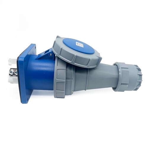 1Set 125A 3Pin Male+Famale Flush-Mounted Receptacle Connector(Compatible with 100amp), Industrial Waterproof Concealed Socket,IP67 Aviation Plug&Socket,IEC60309 220V-250V 2P+E 6H - style: 3Pin Flush-mounted Set