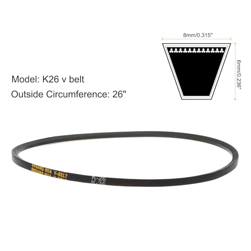 uxcell 2pcs K26 Rubber V Belt, K Section V-Belt 26" Outside Circumference x 0.315" Width x 0.236" Thick, Industrial Power Transmission Belt - size: K26